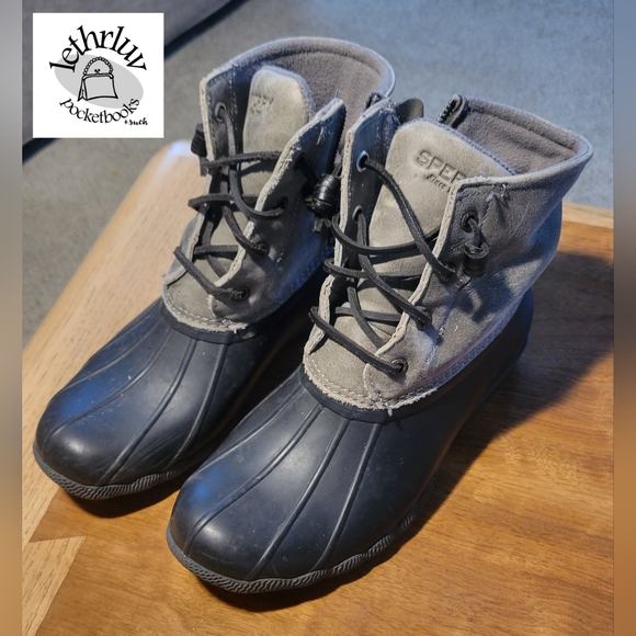 Sperry Gray and Black Saltwater Duck Boots Size 7 - Picture 1 of 8